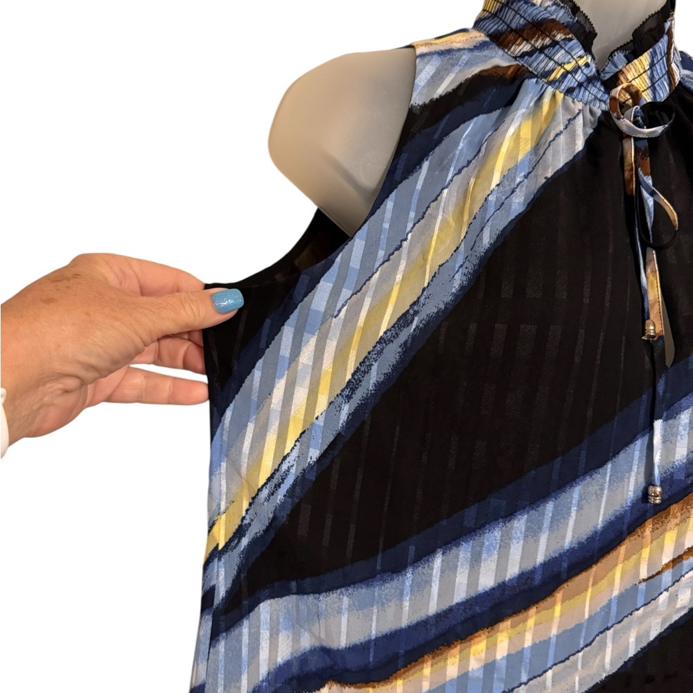 White House Black Market Multicolor Striped Sleeveless Blouse SMALL #7 - Picture 4 of 8